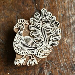 Handcrafted Wooden Peacock Block